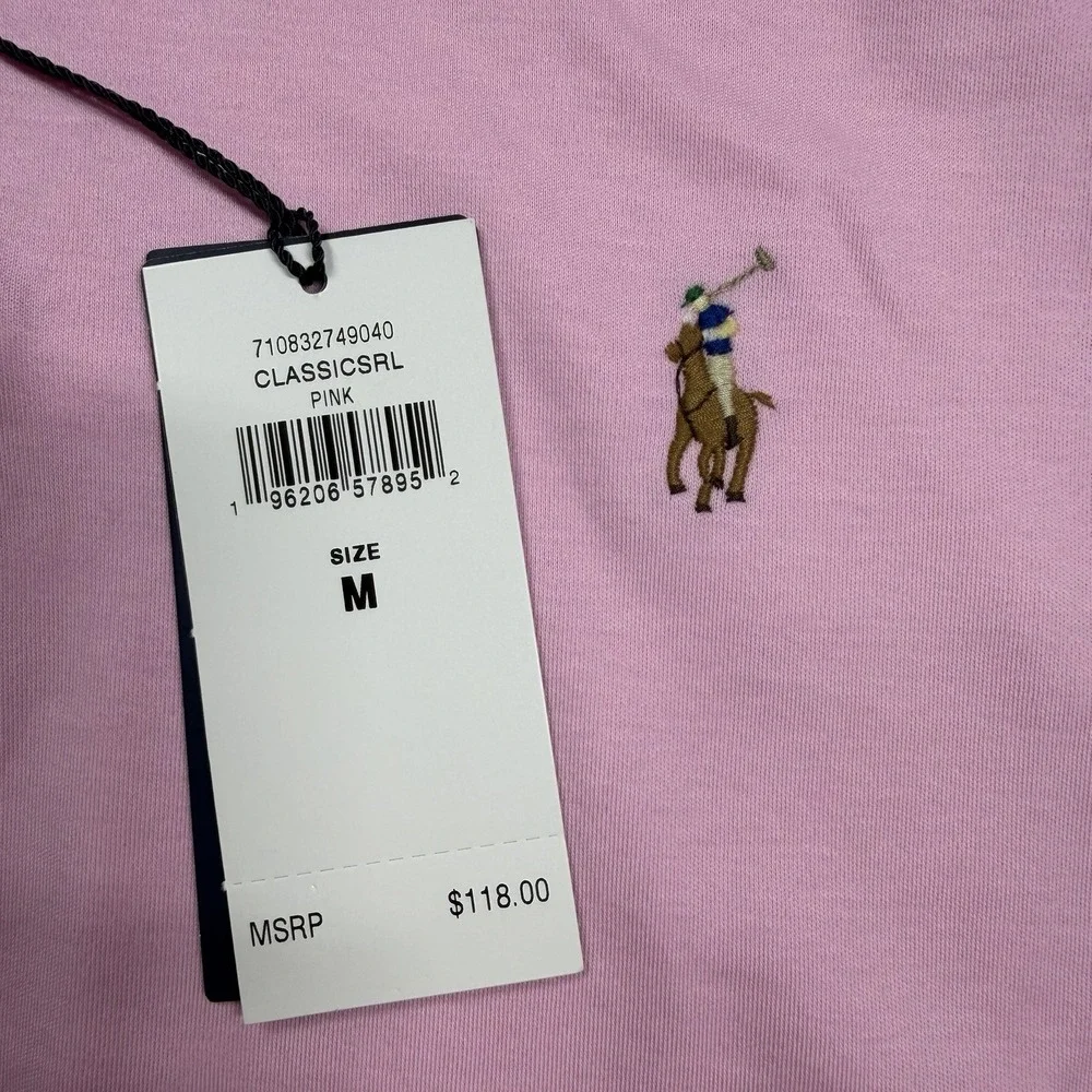 $118 Polo Ralph Lauren Men's Medium SMOOTH PINK Polo Shirt Custom Slim Fit Pony